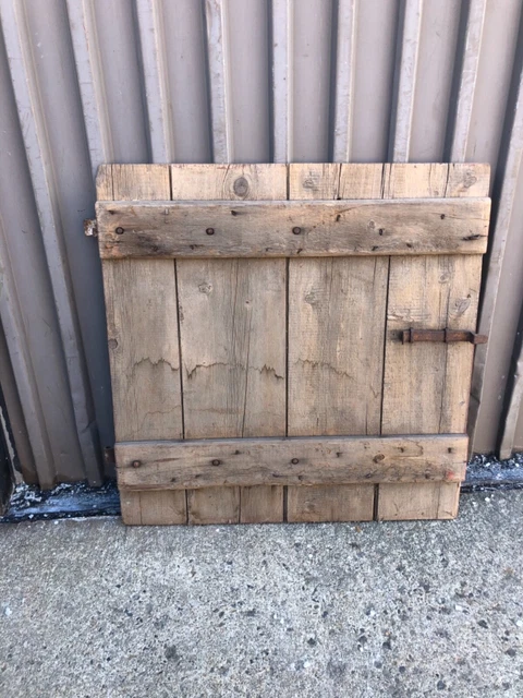 vintage mid 19th century PA barn door with strap hinges 39.25” w x 40” h RED 11