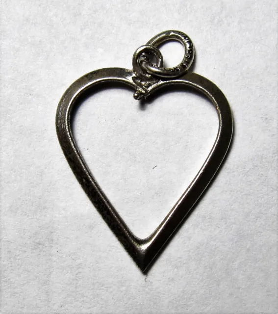 Signed Wells Sterling Silver Bracelet Charm Pendant Heart Shaped - .925 Fine