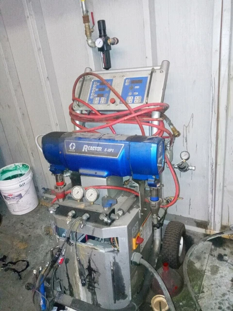 Graco Reactor exp1 Bedliner And Insulation Sprayer With 2 drums of material.