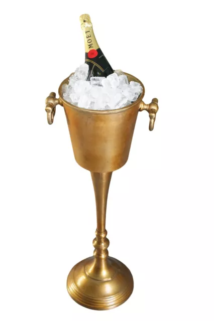 Rustic Gold Floor Standing Champagne Bucket Distressed Look Wine Cooler Ice Gift