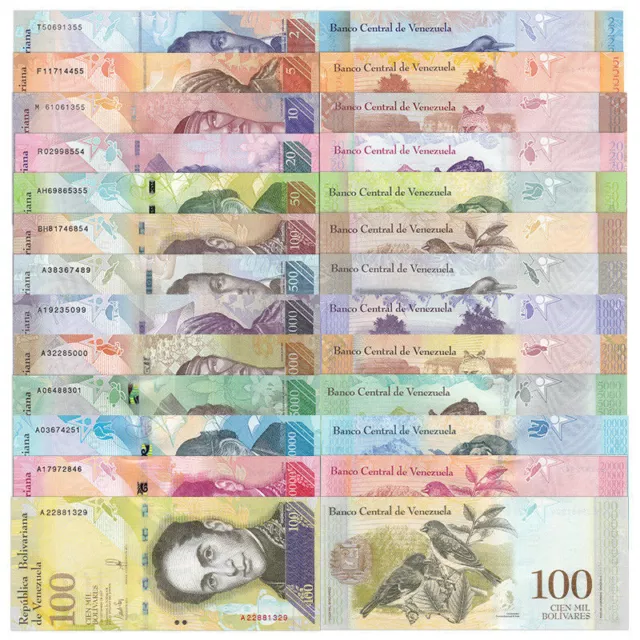 Venezuela Lot Complet 2 - 100000 Bolivars & 2 - 500 Soberanos (21 Billets) UNC 3