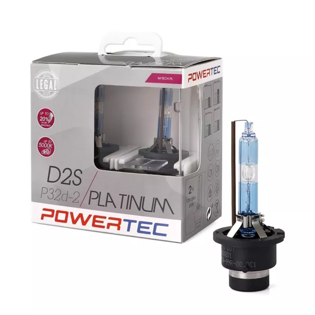 2 Stück Powertec Platinum +130% D2S DUO 5000 K Xenon Brenner Lampe Birne P32d-2!