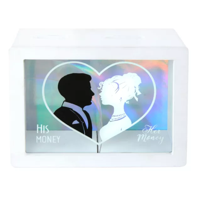 Hochzeits Spardose weiß 18x14 cm - His & Her Money - Hochzeit Kasse Geschenkidee