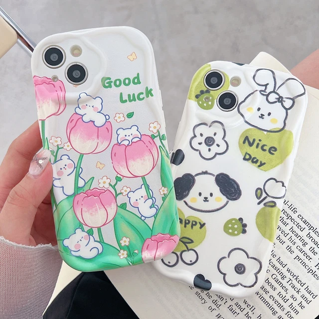 For OPPO VIVO Hot Cute Cream Edge Macaron Bear Women Soft Phone Case Cover Back