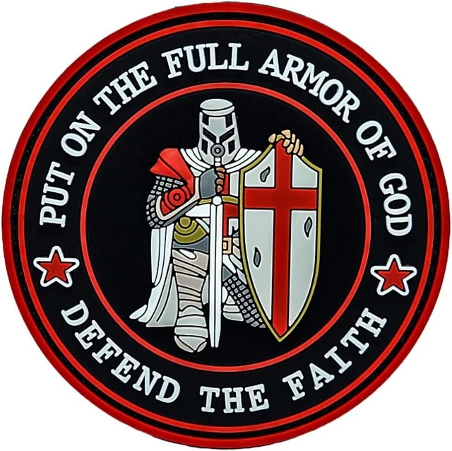 PUT ON FULL Armor Of God Defend The Faith 3D Pvc Patch Pvc Hook Back