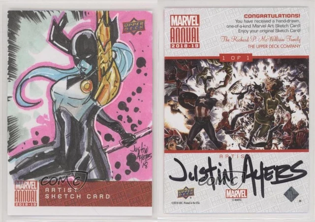 2018-19 Upper Deck Marvel Annual Sketch Cards 1/1 Justin Ayers #SKT Auto 0q7x 3