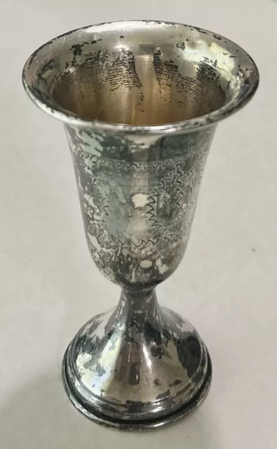 Vintage Sterling Silver KIDDUSH CUP Goblet  3-1/2” Tall, Weighs 22 Grams