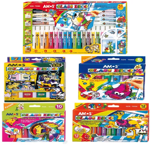 Amos Pelable Vidrio Arte Pintura Color Juegos Patrones, Outliners, Sparkle &