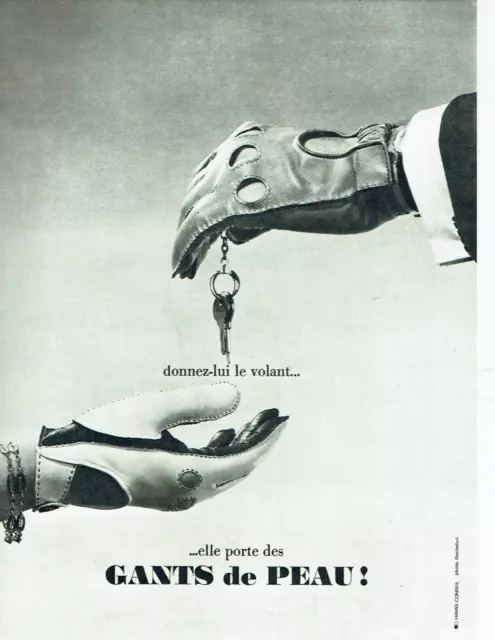 publicité Advertising  1222  1966   Gants de peau   donnez lui le volant