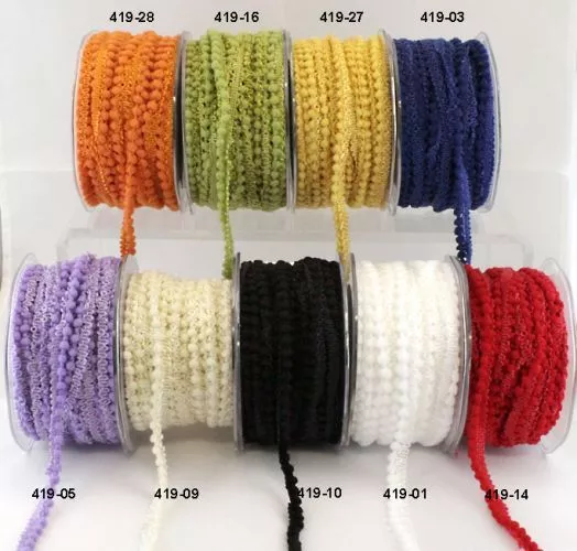 Mini 3mm PomPom Braid - 11 Colours 2to 5 Metres Choice May Arts BR11&12 -XtrTopB 3