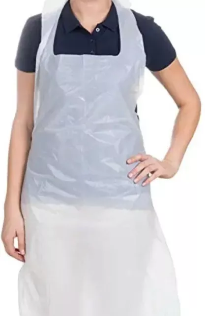 100 Disposable Plastic Aprons Polythene Flat Waterproof