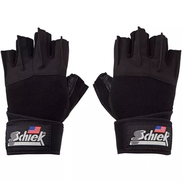 Schiek Sports Platinum 3/4 Finger Wrist Wrap Lifting Gloves - Black/Gray