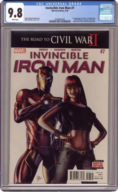 Invincible Iron Man #7A Deodato CGC 9.8 2016 0342802030 1st cameo Riri Williams
