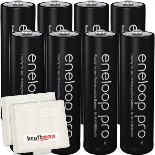 Kraftmax 8x Panasonic eneloop Pro Mignon AA Akkus - Akku mit 2550mAh min 2500mAh