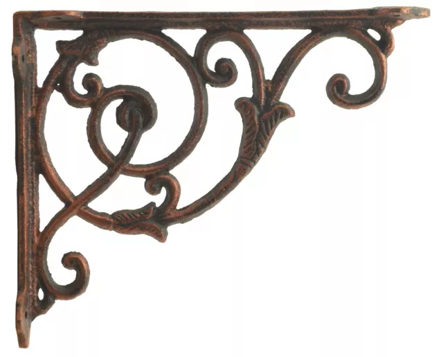 Decorative Cast Iron Wall Shelf Bracket Brace Ornate Vine Bronze Decor 8.5" Deep