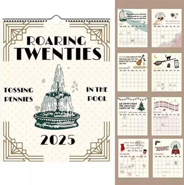 AU 2025 TS Lyrics Calendar, Taylor Swift Lyrics Wall Calendar, Roaring