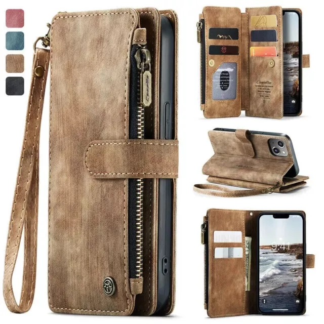 For Samsung A04S A13 A14 A15 A53 A54 A33 Zipper Leather Wallet Case Flip Cover