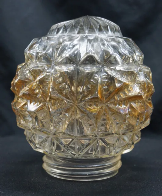 Vintage MCM Diamond Cut Clear Glass Lamp Shade