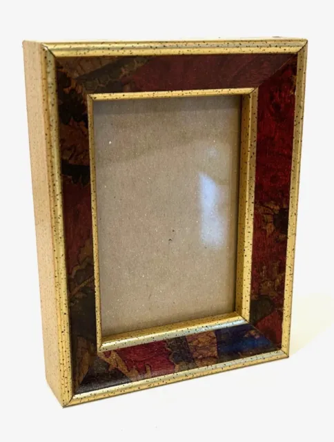 Vintage Multi-color Gold Brown Red  Small Picture Frame 3”x2” Photo