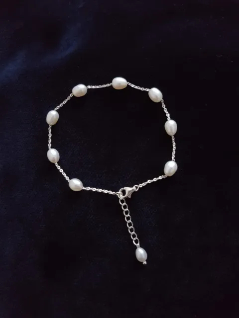 Freshwater pearl bracelet sterling silver hand-made