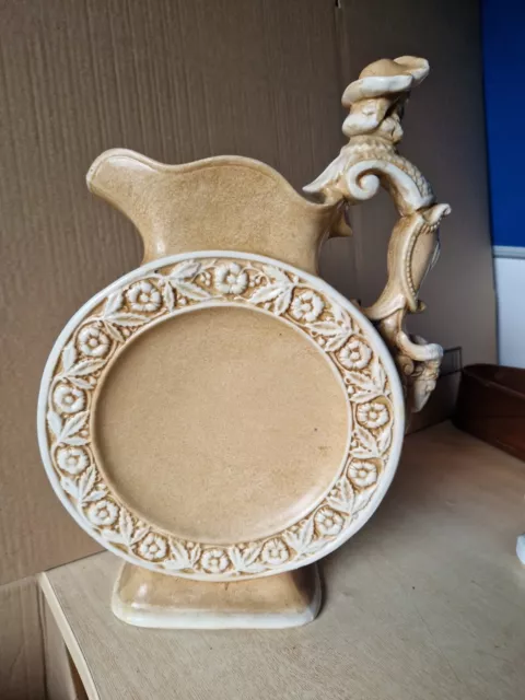 Unusual Vintage Flat  Pitcher / Jug Pirate And Ram  Handle 40.5cm X 28cm X 11cm