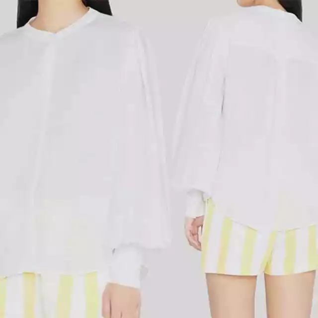 L'agence Button Front Long Sleeve Shirt White Women's Size: Medium NWOT