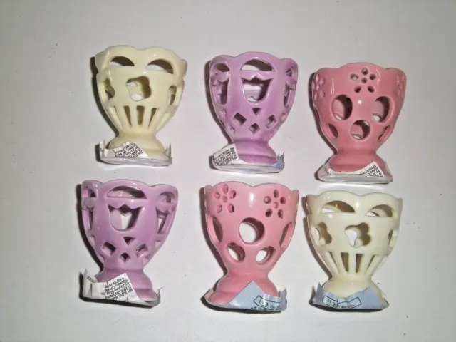 Egg Holders Cottontale Collection SIX Pastel Ceramic Filigree Easter 1990's NWT