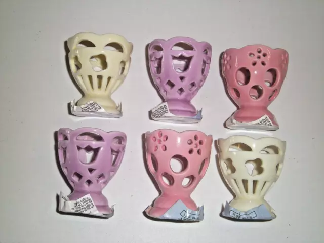 Egg Holders Cottontale Collection SIX Pastel Ceramic Filigree Easter 1990's NWT