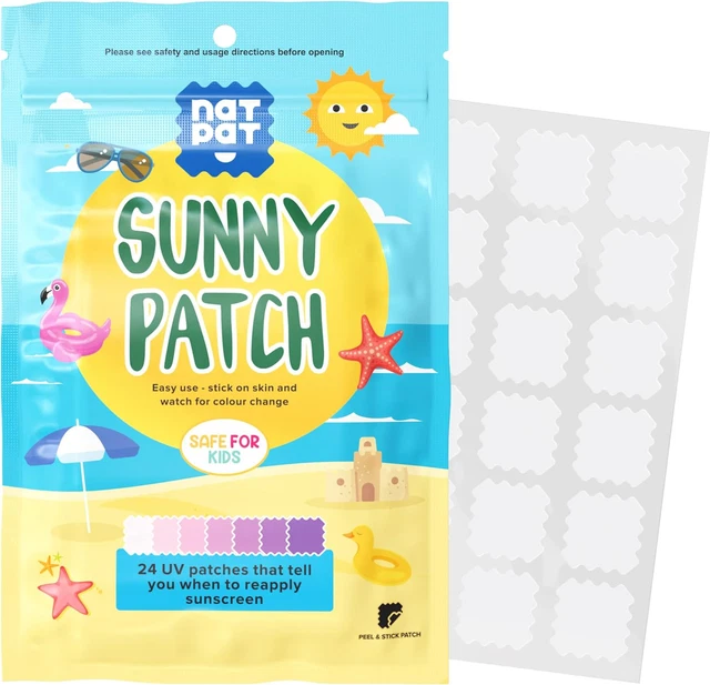 NATPAT Buzzpatch Sunny Patch UV Detecting Patches for Kids and Adults (24 Pac...