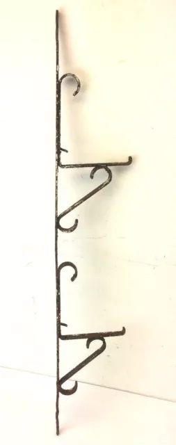 Black Wrought Iron Metal Flower Planter Hanger Hook Architectural Hardware Decor