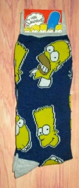 MENS THE SIMPSONS Bart Homer Simpson Navy Blue Crew Socks (Shoe Size 6 ...