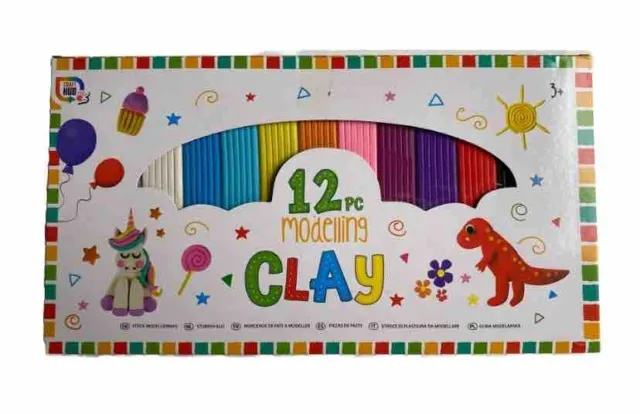 Craft Hub Children’s 12 Piece Modelling Clay Set New In Pack Multi Coloured