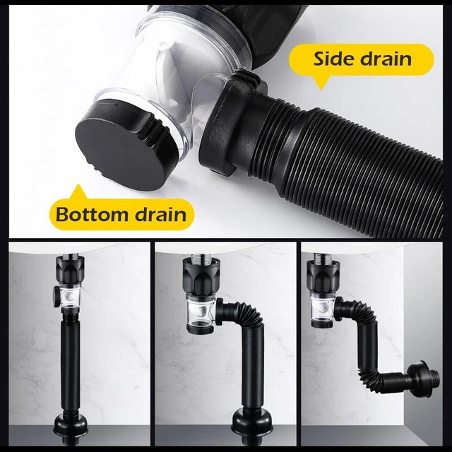 TELESCOPIC DEODORANT DRAIN Pipe Under Sink Wash Basin Pipe Connector
