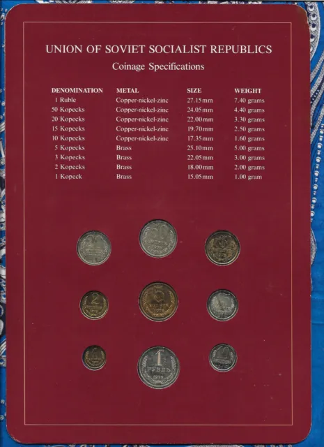 Coin Sets of All Nations USSR Russia w/card All 1976 20 Kopeck UNC Cat -$600+ 2