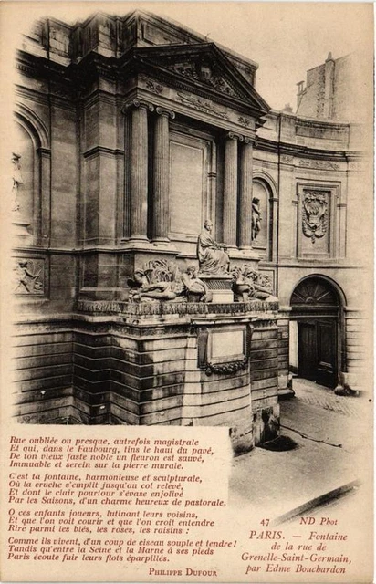 CPA AK PARIS 7th Fountain and Rue de Grenelle-St-GERMAIN. ND Phot (573611)