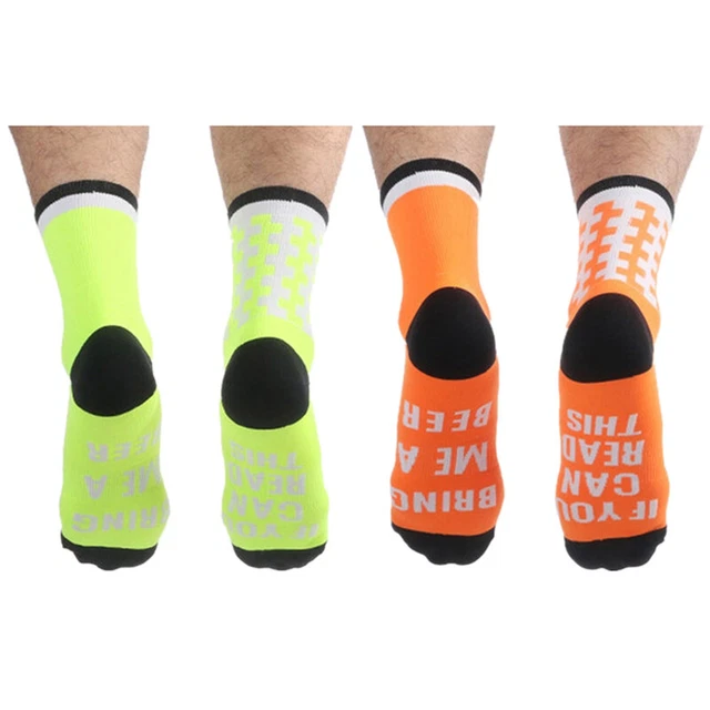 2Pairs Pro Cycling Socks Road Bicycle Riding Bike Sport Ankle Socks Green Orange