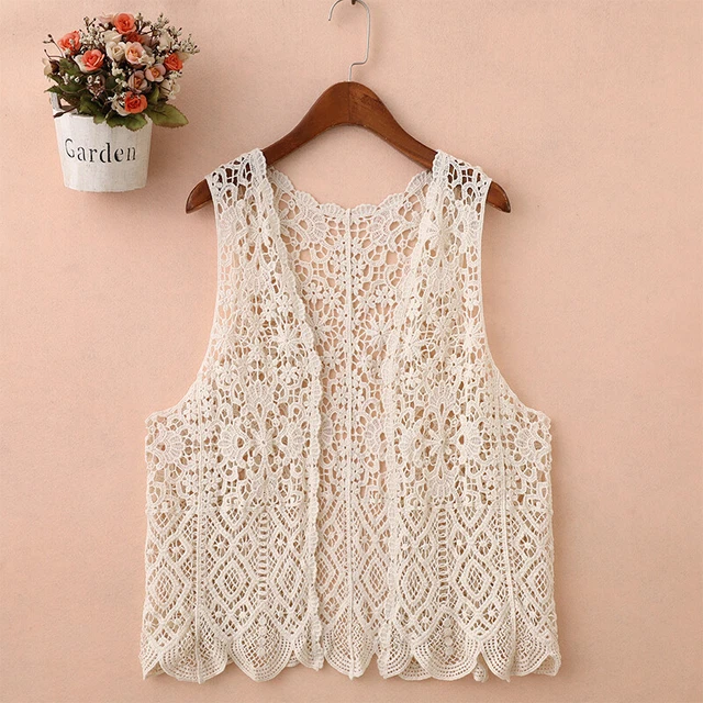 Gilet Femme Ethnique Rétro - Crochet Tricot - Rouge - Taille Unique - Neuf Avec étiquettes