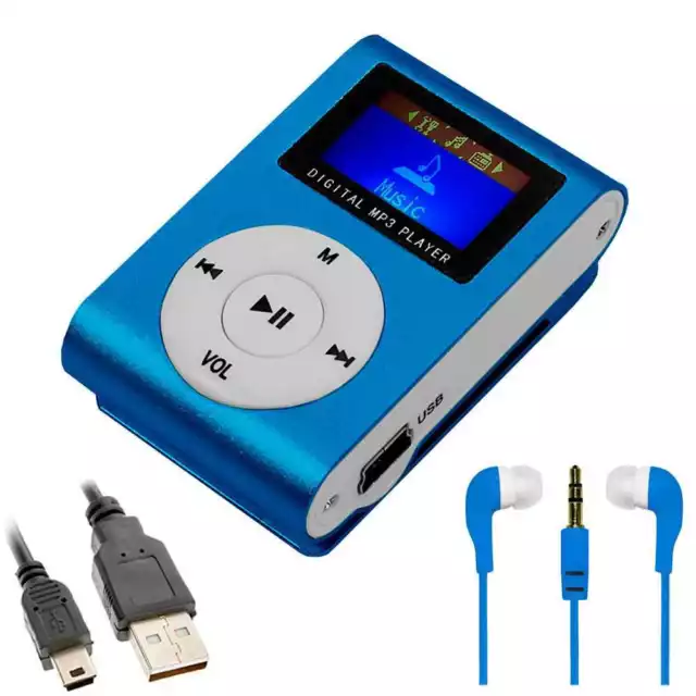 Ociodual Lector de Musica MP3 con Pantalla LCD Clip Metalico+Auriculares+Cable