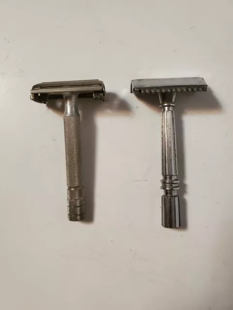 Lot 2 Gillette Super Speed TTO Double Edge Safety Razor & Gem Micromatic Safety
