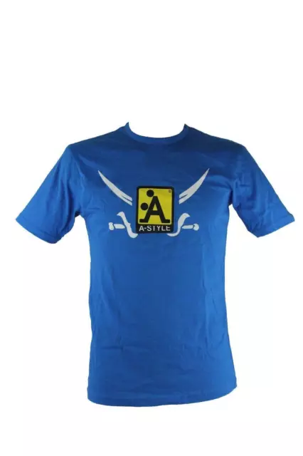 T-shirt da uomo in cotone A-style azzurro