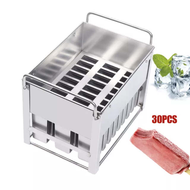 30X DIY Frozen Popsicle Molds,Ice Cream Pop Maker Freezer Stick Holder FruitTool
