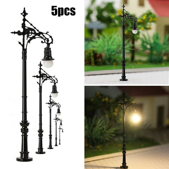 Evemodel 5 pièces N échelle lampadaire Double têtes 47mm 1:160 lampadaire modèle ferroviaire Train LED LQS76N 26 Evemodel 5 pièces N échelle lampadaire Double têtes 47mm 1:160 lampadaire modèle ferroviaire Train LED LQS76N 26