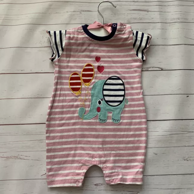 Baby Girls 0-3 Months - Sleepsuit LILLY & SID Pink Stripe Short Babygrow Romper