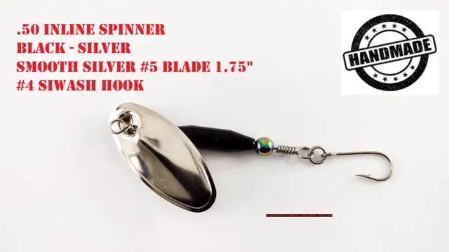 Inline Spinner .50oz Black-Silver / Smooth 1.75" Silver Blade / #4 Siwash Hook