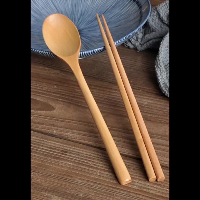 Juego de palillos de cuchara de madera sopa de madera coreana para comer mezcla y tapetes de mesa