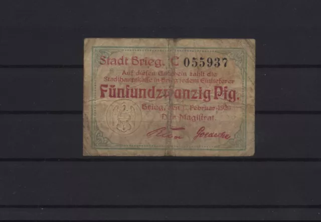 [21320] - NOTGELD BRIEG (heute: Brzeg), Stadt, 25 Pf, 01.02.1920, Tieste 0930.15