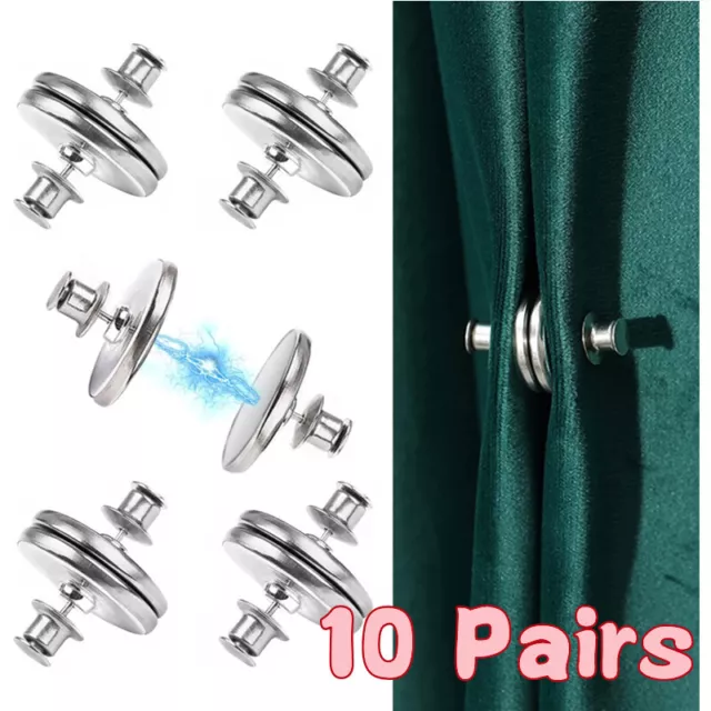 10 Pair Magnetic Curtain Clip Backs Buckle Clips Curtain Tie Fixed Button Silver
