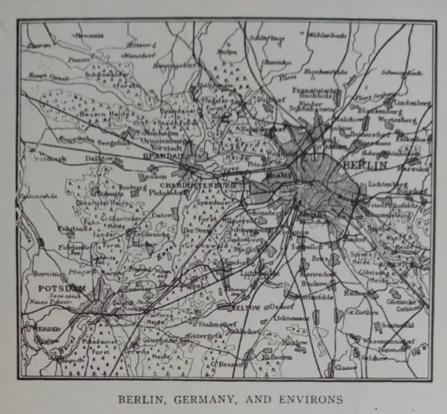 L@@K! Antique 1914 Small World Atlas Maps of Berlin,Germany & Birmingham,England