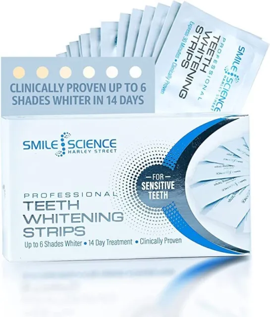 Smile Science professionelle Zahnaufhellungsstreifen 6 Schatten weißer Pack 2 x 14 Stck.