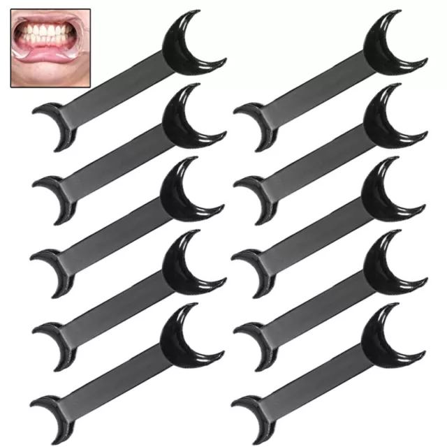 10 Pcs Dental Intraoral Cheek Lip Retractor Double-headed T Shape Opener Black